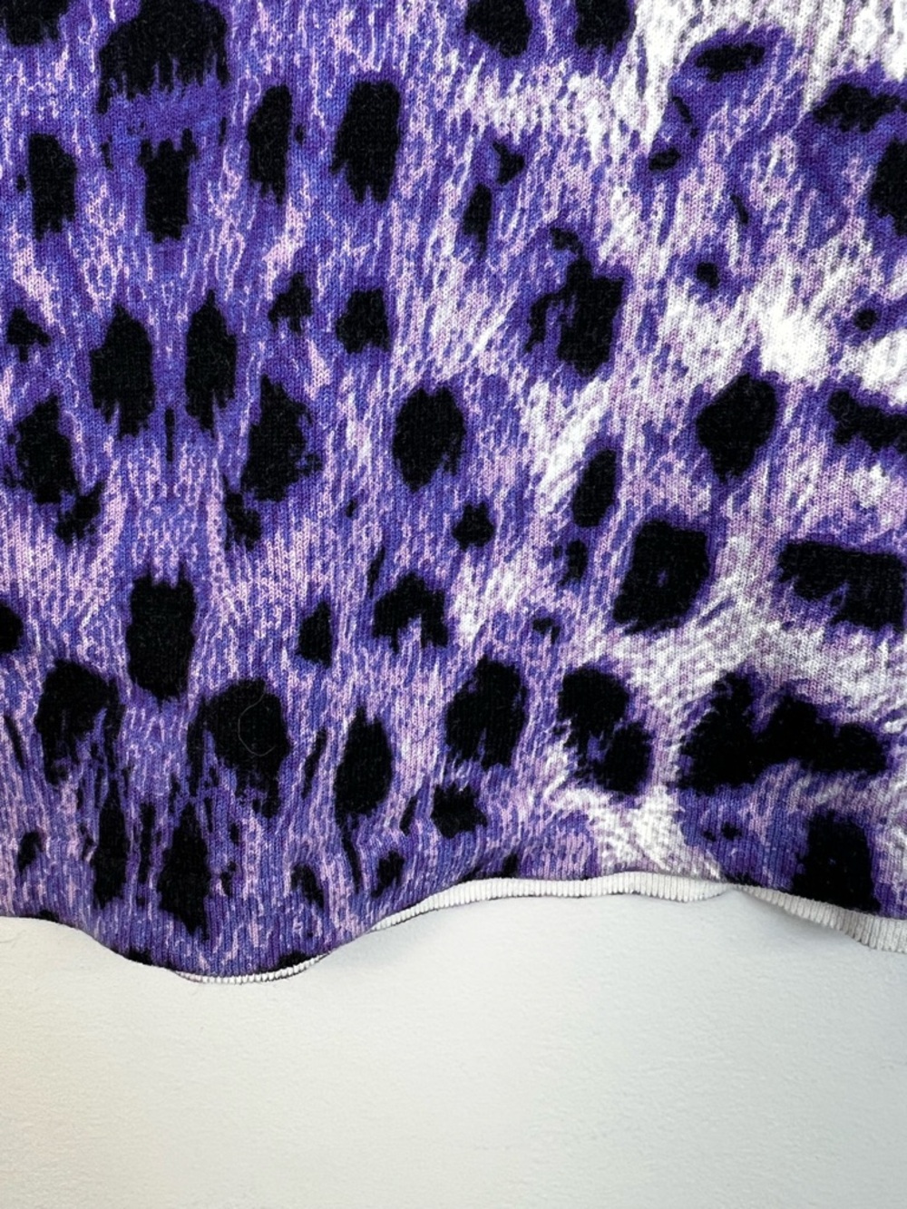 Just Cavalli archival purple digital leopard print fine knit boxy sweater S - Picture 9 of 15